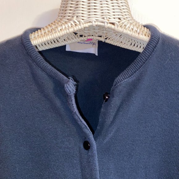 Black Button Down Short Sleeve Sweater - Picture 3 of 5